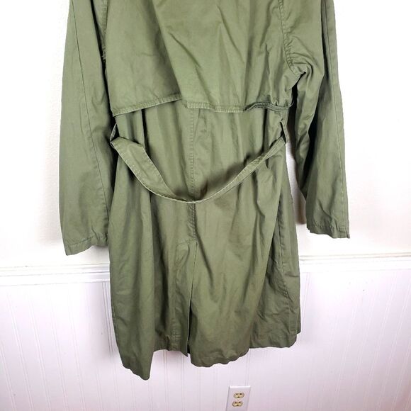Women's American Eagle Olive Green Long Double Breasted Trench Coat Size XL - Picture 5 of 14